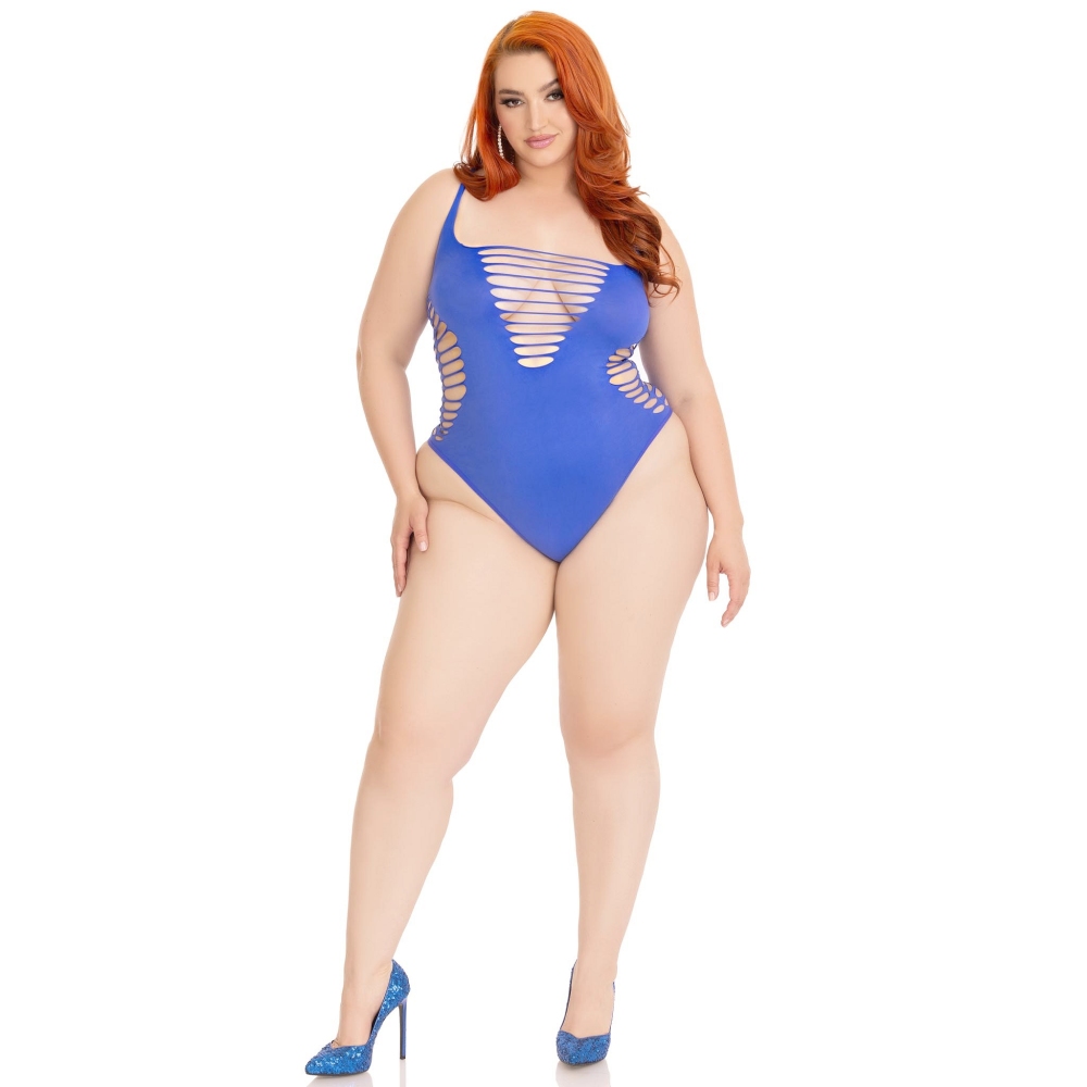 Leg Avenue - Shredded Thong Bodysuit - Blue